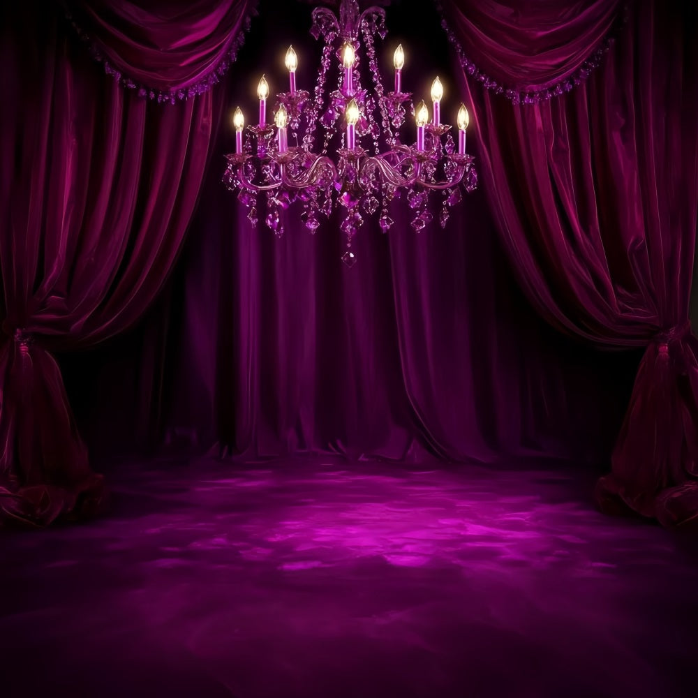 Boudoir Sexy Hintergrund Magenta Velvet Chandelier Drapes Boudoir Fotohintergrund CSH58-251