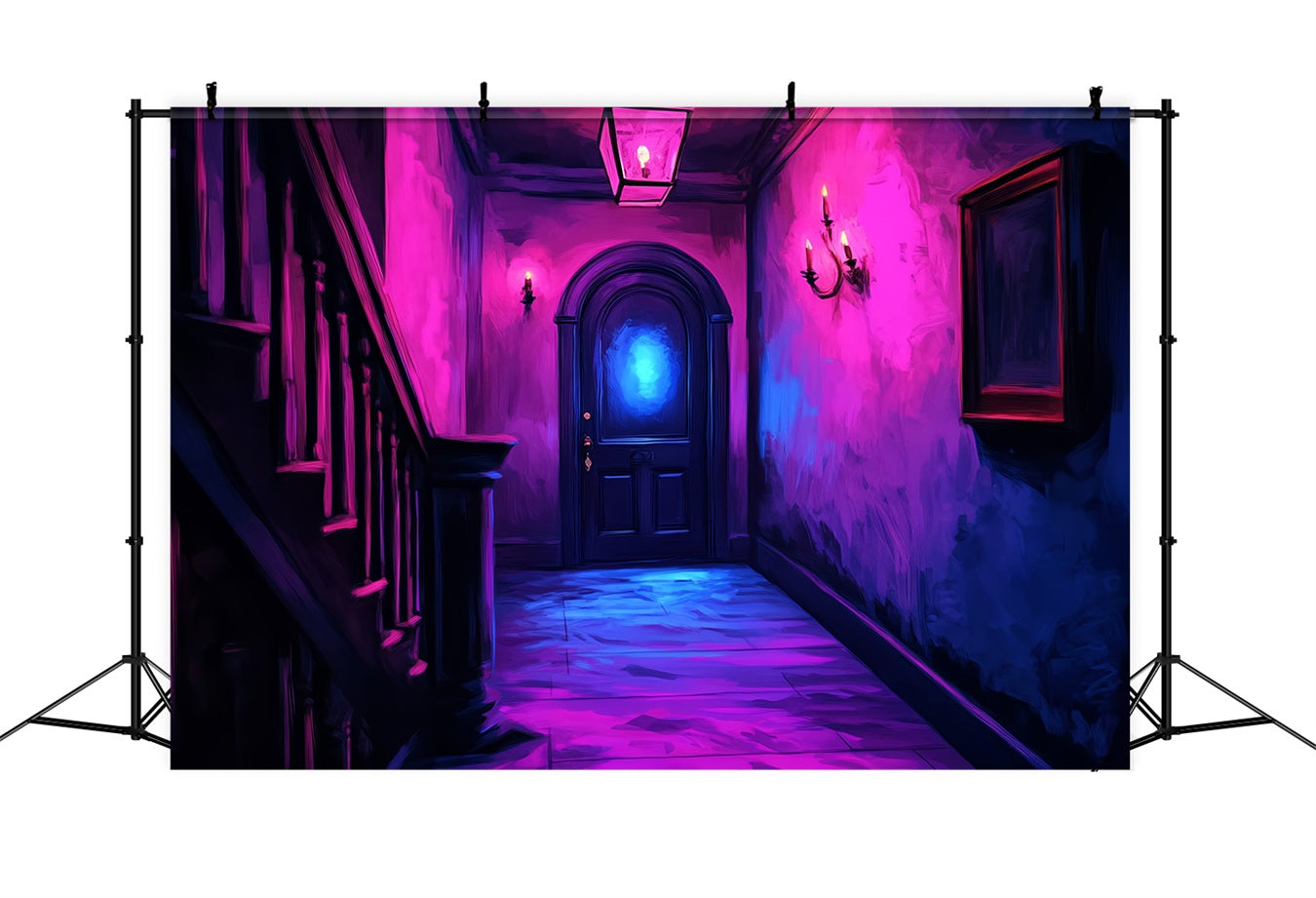 Spooky Backdrop Neon Haunted Corridor Glow Halloween Studio Hintergrund CSH58-53