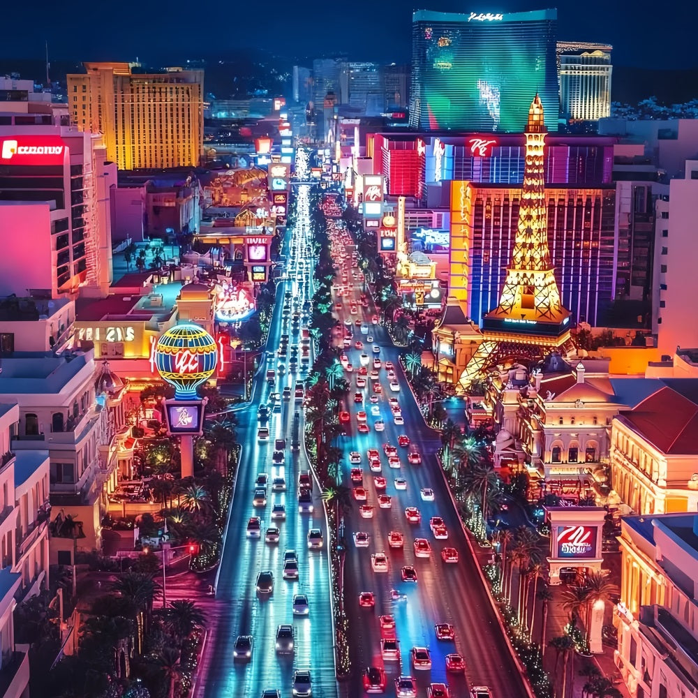 Las Vegas Backdrop Stadt der Nacht Overlook Traffic Vegas FotoFotohintergrund CSH58-6