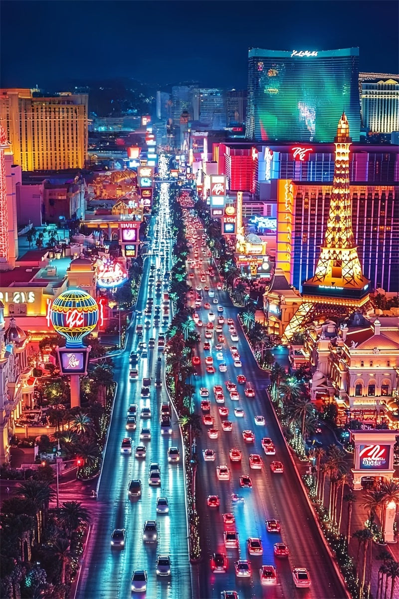 Las Vegas Backdrop Stadt der Nacht Overlook Traffic Vegas FotoFotohintergrund CSH58-6