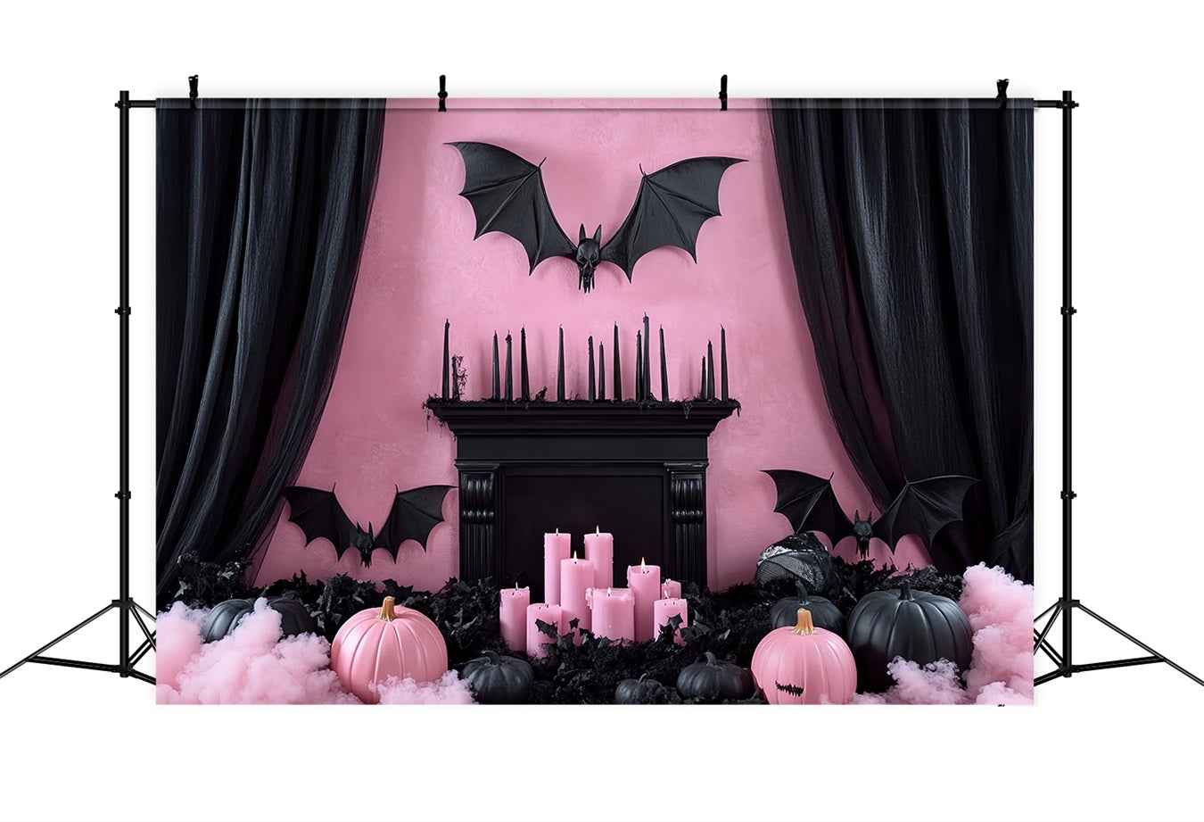 Kaminkulisse Rosa Gothic Fledermaus Mantel Halloween Kulissen CSH58-61