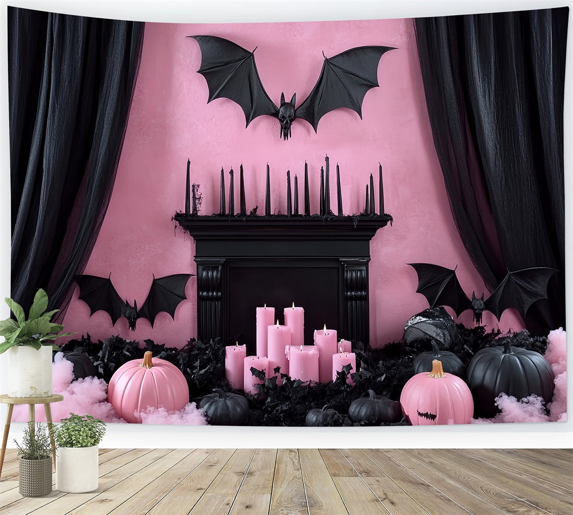 Kaminkulisse Rosa Gothic Fledermaus Mantel Halloween Kulissen CSH58-61