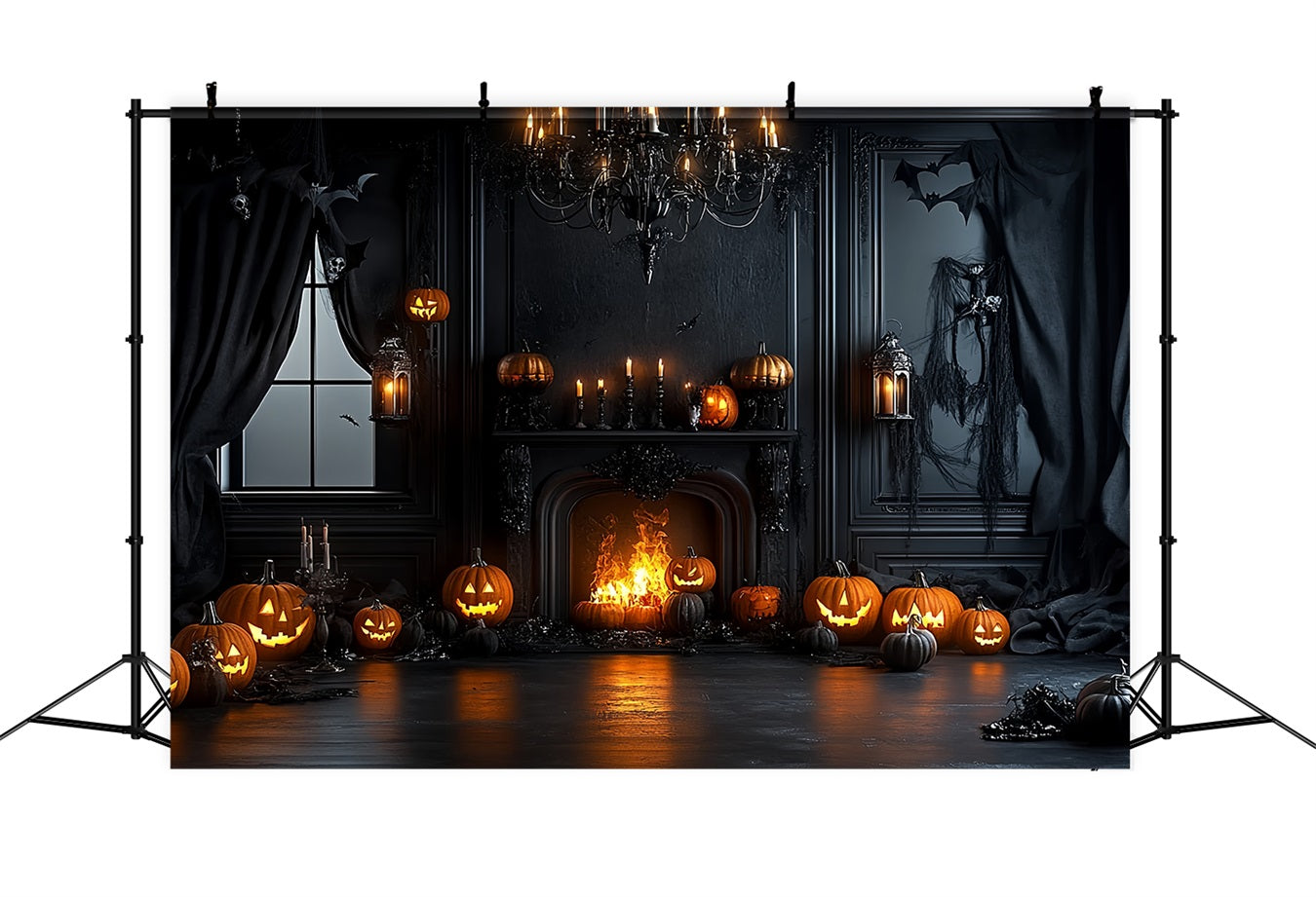 Kaminkulisse Kürbis Kamin Gothic Zimmer Halloween Fotokulisse CSH58-66