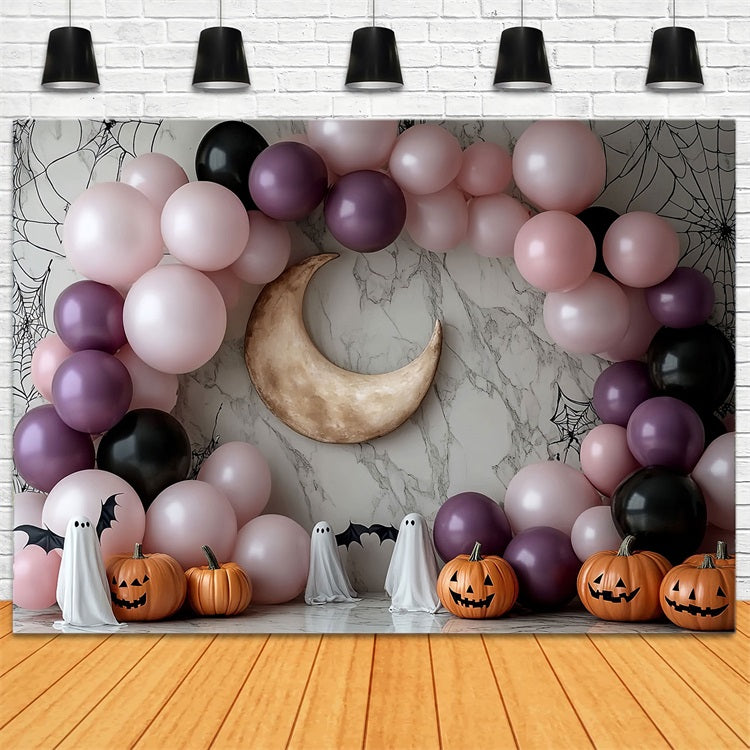 Mond-Fotohintergrund Rosa Ballon Mondbogen Halloween Foto-Fotohintergrund Ideen CSH58-67