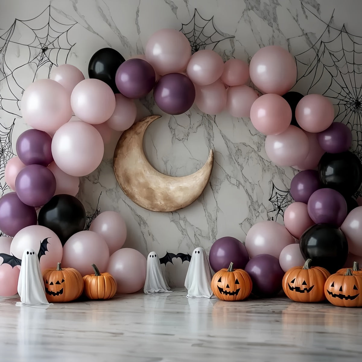 Mond-Fotohintergrund Rosa Ballon Mondbogen Halloween Foto-Fotohintergrund Ideen CSH58-67