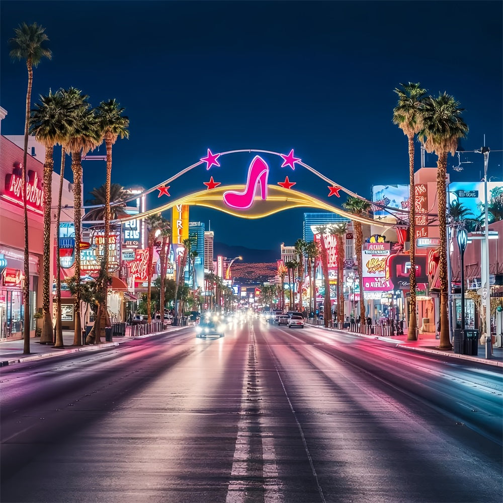 Las Vegas Backdrop Rosa Disco High Heels Neon Street Las Vegas FotoFotohintergrund CSH58-8