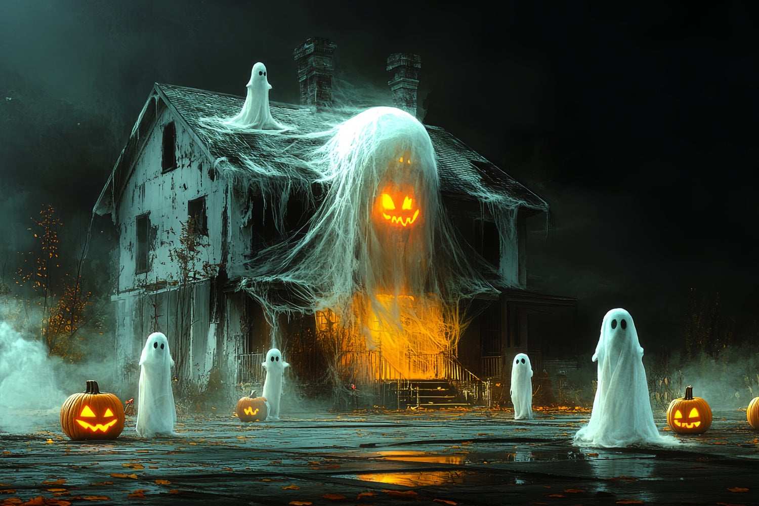 Gespenstische Halloween-Hintergrundkulisse Gespensterhütte Hintergrund CSH6-100