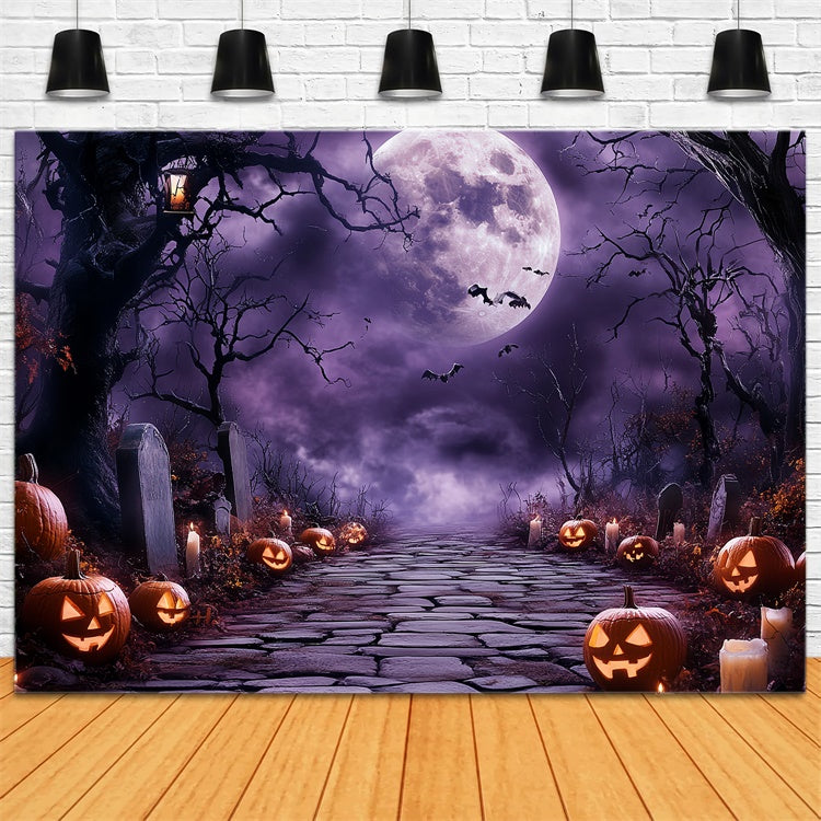Halloween Mond Backdrop Mitternachtsglühen Grabstein Backdrop CSH6-102
