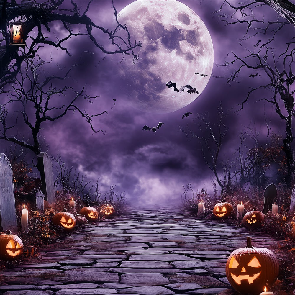 Halloween Mond Backdrop Mitternachtsglühen Grabstein Backdrop CSH6-102