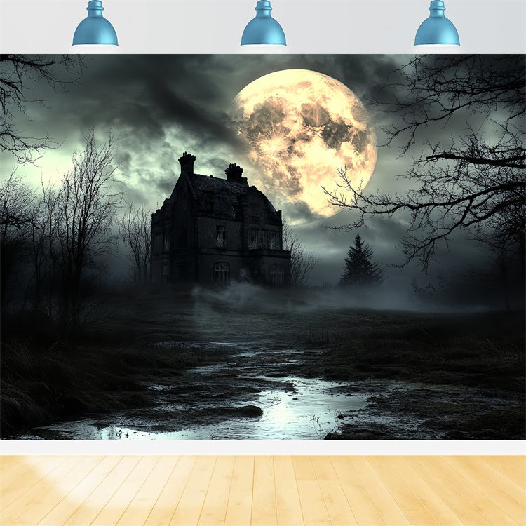 Halloween Mond Backdrop Nebel Mond Horror Nacht Backdrop CSH6-105
