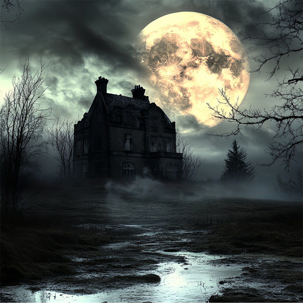Halloween Mond Backdrop Nebel Mond Horror Nacht Backdrop CSH6-105