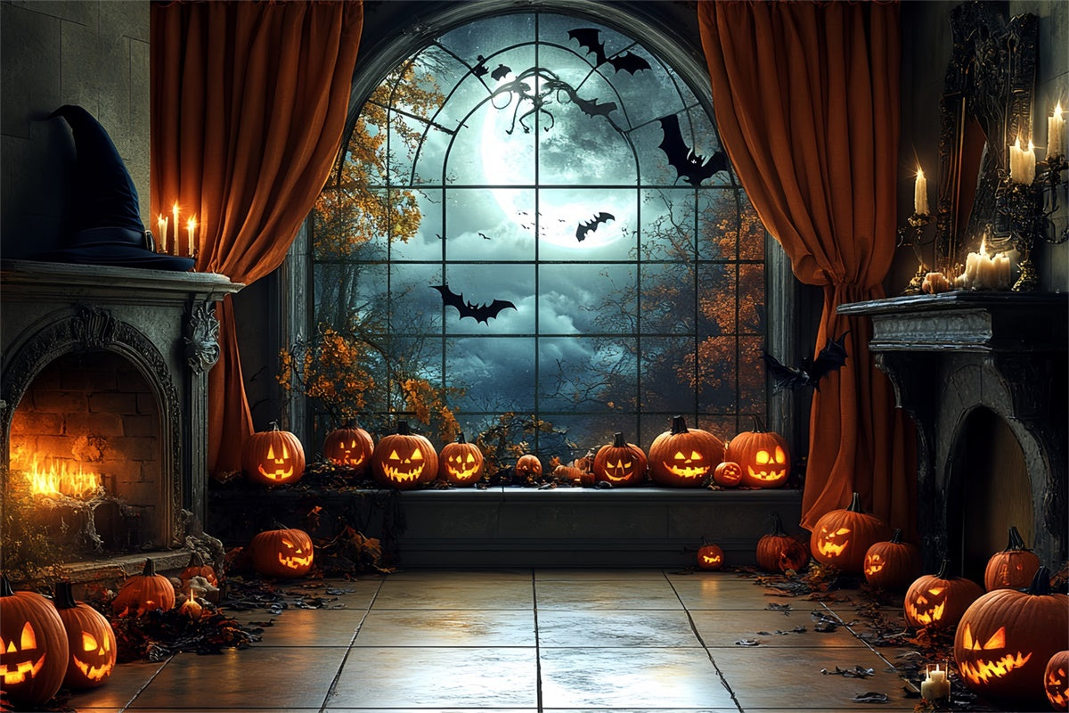 Halloween Fotokulisse Mondlicht Kürbisstube Kulisse CSH6-106