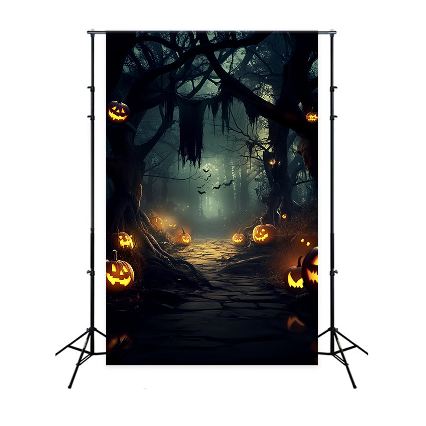 Gespenstische Waldkulisse Gespenstische Kürbisstraße Halloween Kulisse CSH6-109