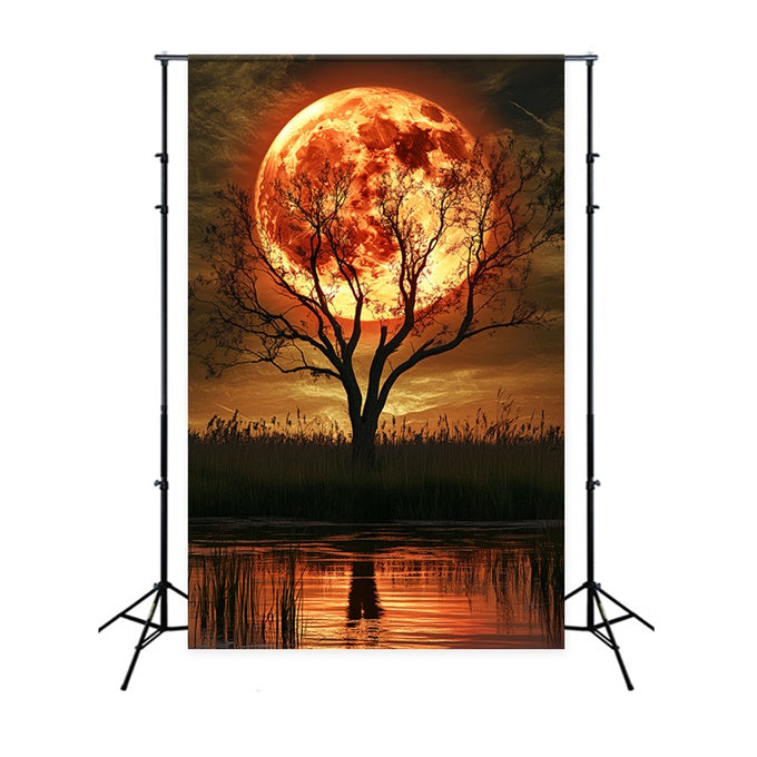 Halloween Mond Backdrop Karmesinrot Mond Weide Backdrop CSH6-112