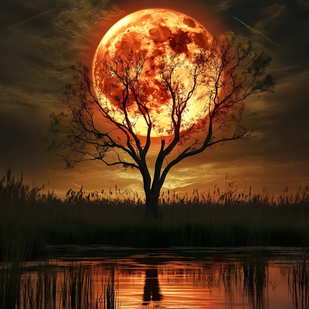 Halloween Mond Backdrop Karmesinrot Mond Weide Backdrop CSH6-112
