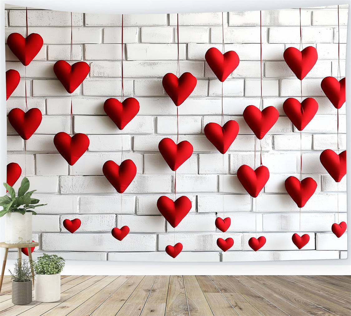 Valentine's Backdrop Minimalistisch Rotes Herz Backsteinmauer Hintergrund CSH6-132
