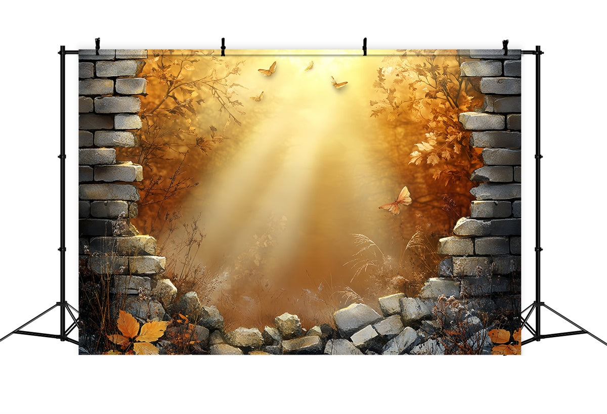 Herbst-Hintergrund Herbst-Schmetterlings-Szene Backstein-Hintergründe CSH6-136