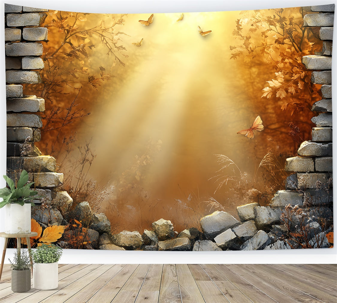 Herbst-Hintergrund Herbst-Schmetterlings-Szene Backstein-Hintergründe CSH6-136