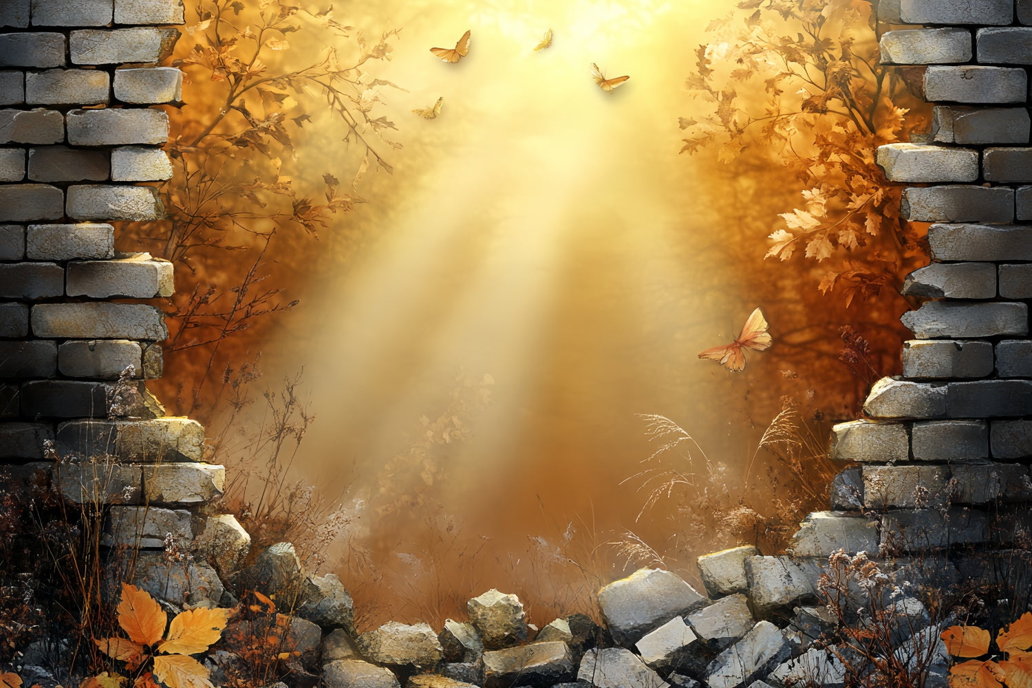 Herbst-Hintergrund Herbst-Schmetterlings-Szene Backstein-Hintergründe CSH6-136