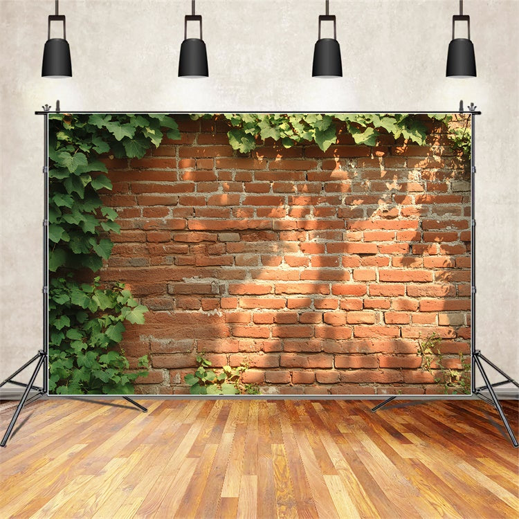 Roter Backstein Backdrop Rustikale Efeu Wand Textur Backdrop CSH6-141