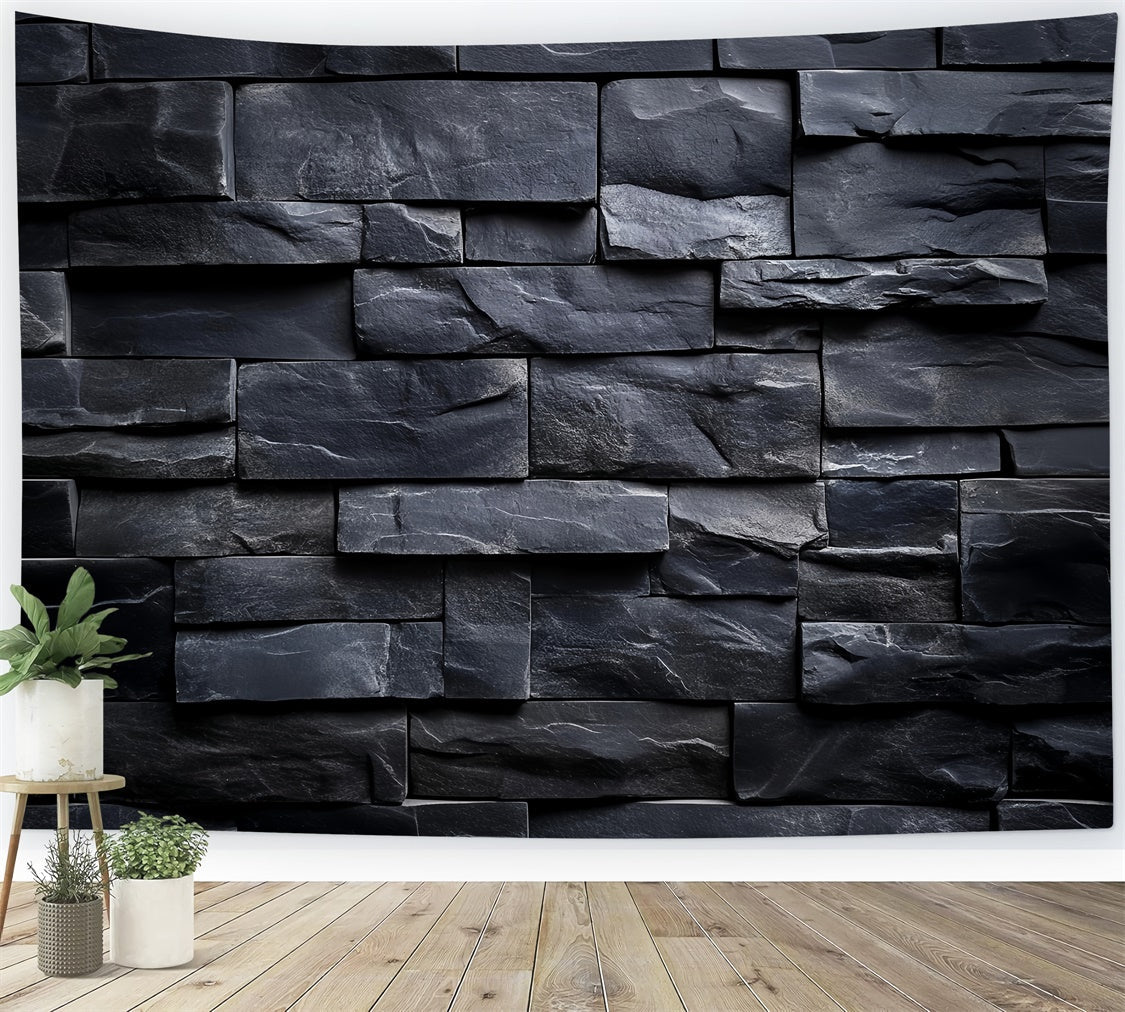 Schwarzer Backstein Backdrop Holzkohle Stein Textur Backdrop CSH6-144
