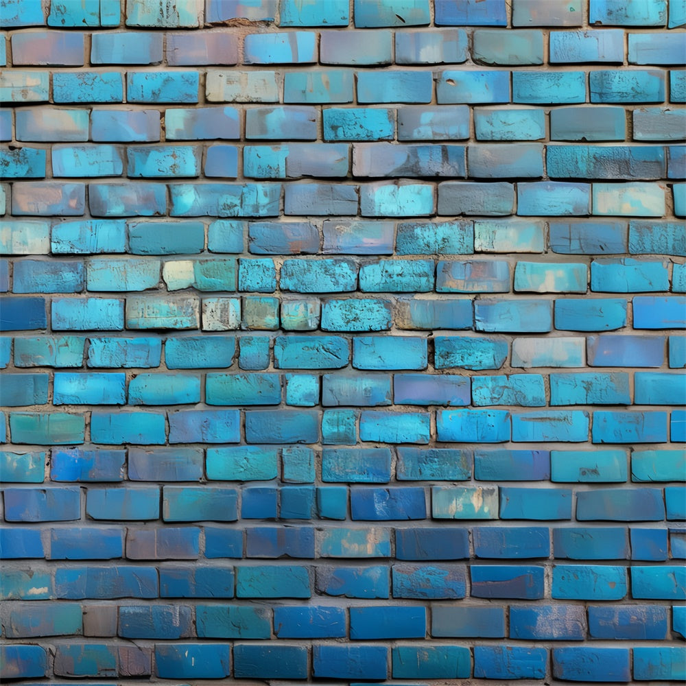 Backsteinmauer Fotokulisse Verwitterte Blaue Traumwand Fotokulisse CSH6-147