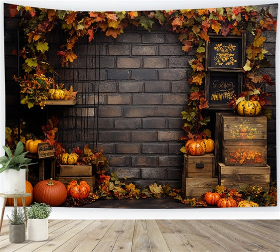 Herbstblätter Backdrop Rustic Brick Ernte Hintergrund CSH6-182