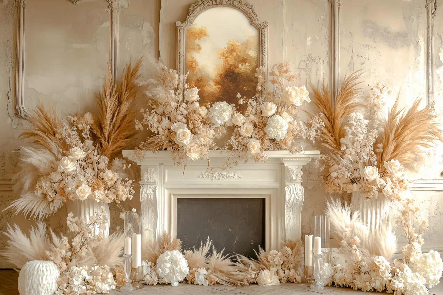 Bohemian Backdrop Creme Floral Hearth Herbst Hintergrund CSH6-183
