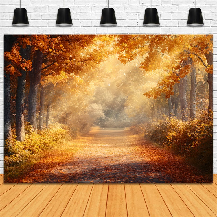 Wald-Hintergrundkulissen Golden Forest Walk Herbst-Hintergrundkulissen CSH6-185
