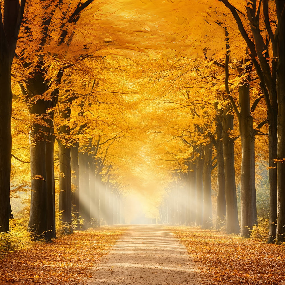 Wald Backdrop Sunlit Amber Path Autumn Leaves Backdrop CSH6-191