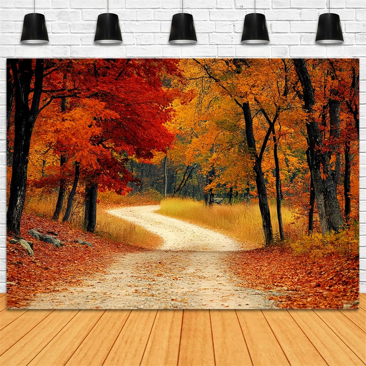 Forest Backdrops Rustic Redwoods Pfad Herbst Blätter Hintergrund CSH6-193