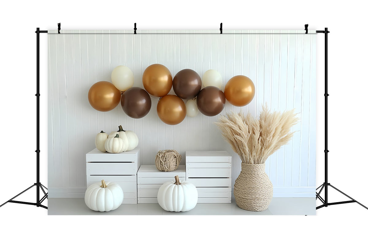 Boho-Hintergrund Creme Kürbis Ballon Herbst Fotohintergründe CSH6-196