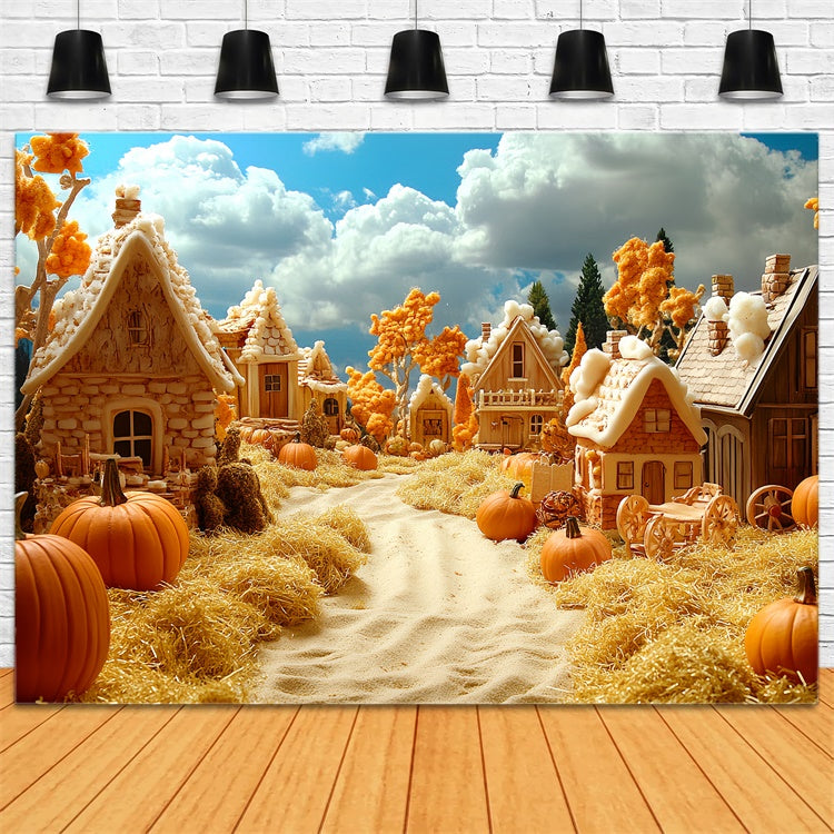 Herbst-Hintergrund für Fotos Kürbis Cottage Lane Backdrop CSH6-197