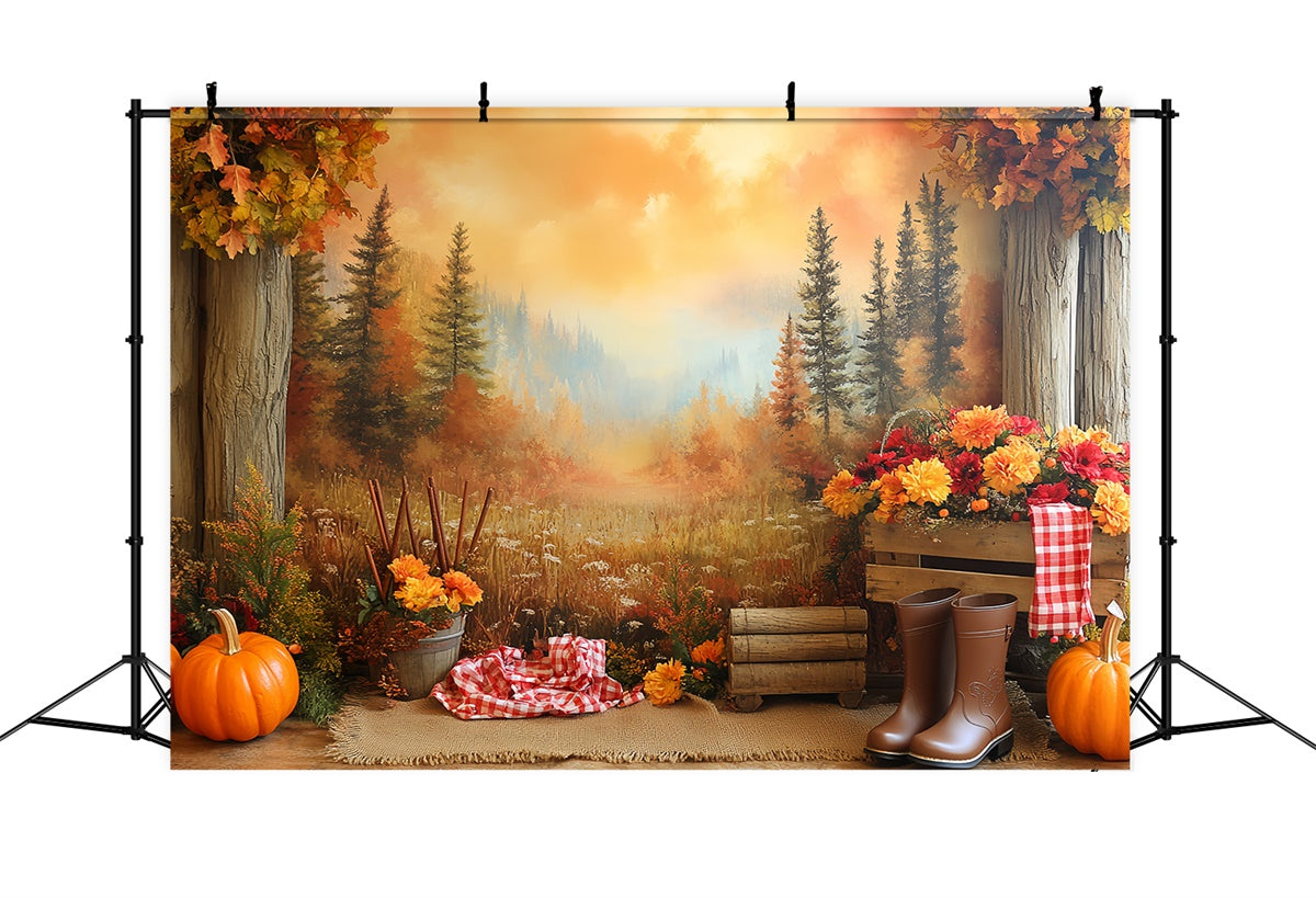 Wald Backdrops Bergblick Kürbis Herbst Backdrops CSH6-205