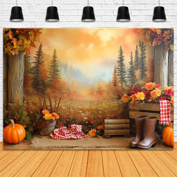 Wald Backdrops Bergblick Kürbis Herbst Backdrops CSH6-205