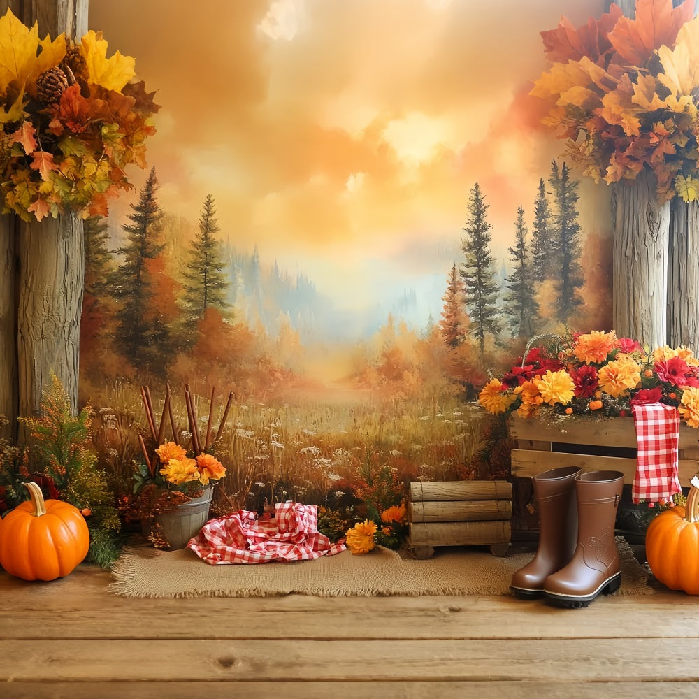 Wald Backdrops Bergblick Kürbis Herbst Backdrops CSH6-205