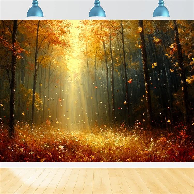Wald Fotokulisse Sonnenbeschienenes Waldland Herbst Kulissen CSH6-208