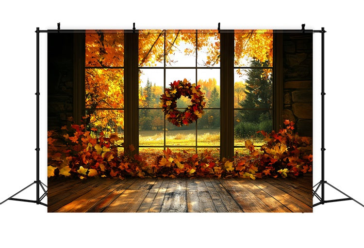 Herbstblätter Backdrop Ahornkranz Sonnenuntergang Backdrop CSH6-211