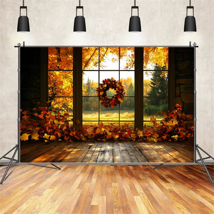 Herbstblätter Backdrop Ahornkranz Sonnenuntergang Backdrop CSH6-211