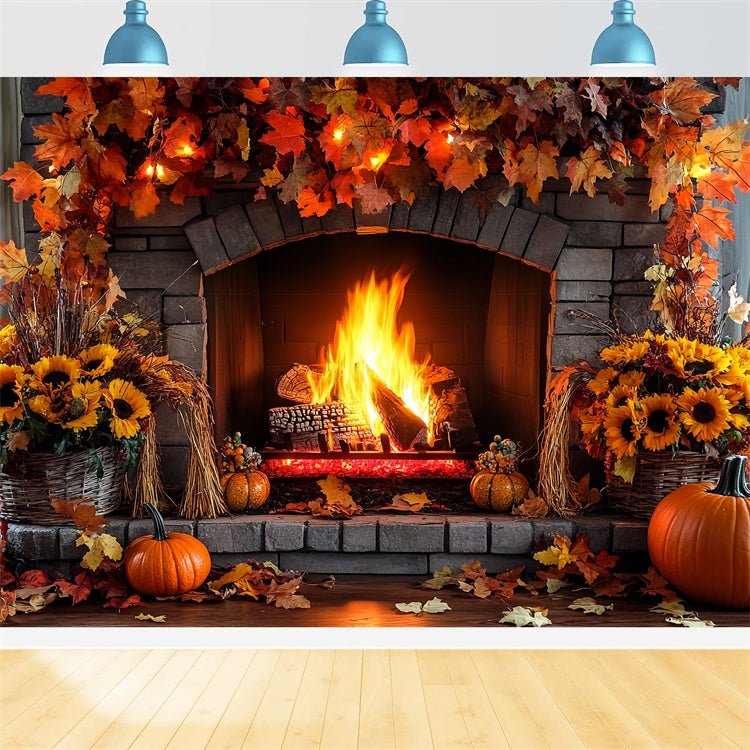 Herbst Fotohintergrund Rustikale Wärme Kaminhintergrund CSH6-212
