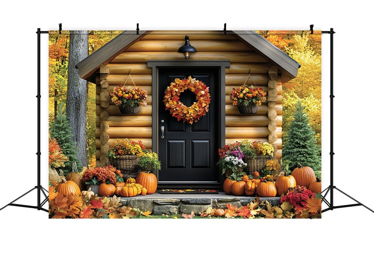 Herbst-Hintergrund für Bilder Gemütliche Hütte Eingang Hintergrund CSH6-217