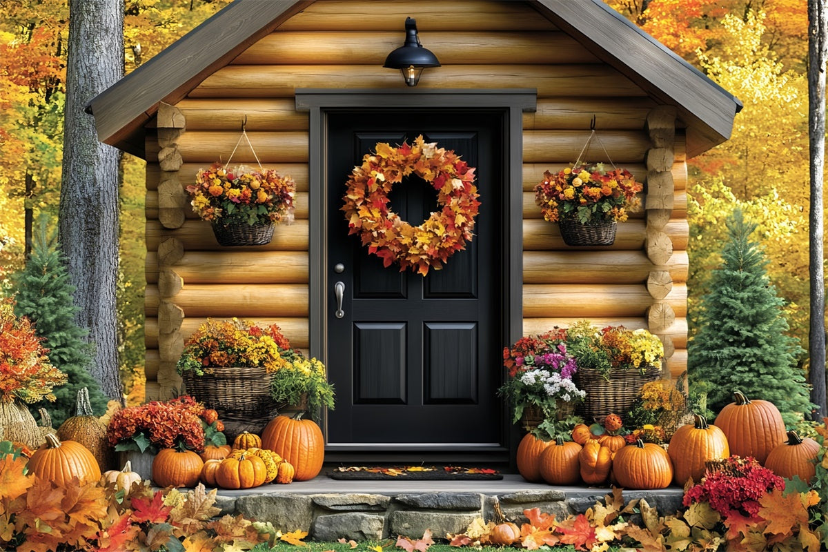 Herbst-Hintergrund für Bilder Gemütliche Hütte Eingang Hintergrund CSH6-217