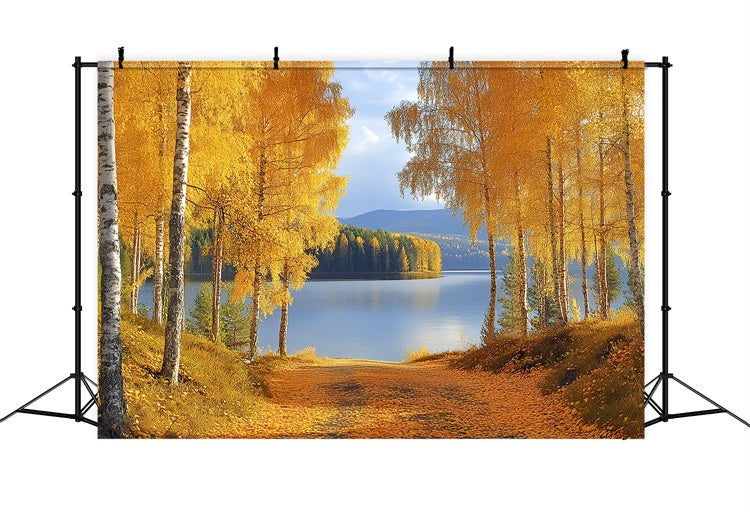 Wald-Hintergrundbilder Goldene Birke See Herbst-Fotohintergrundbilder CSH6-221