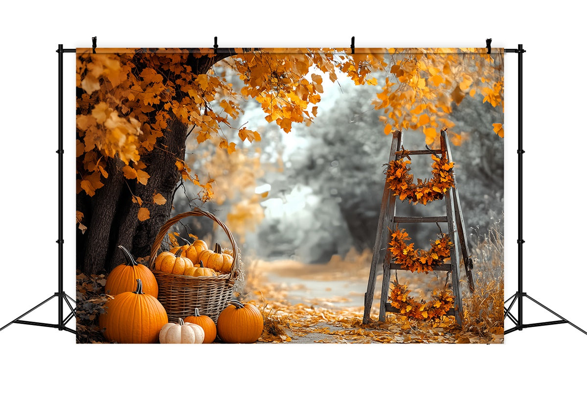 Herbst-Fotohintergrund Ernteleiter Kürbis-Hintergrund CSH6-228