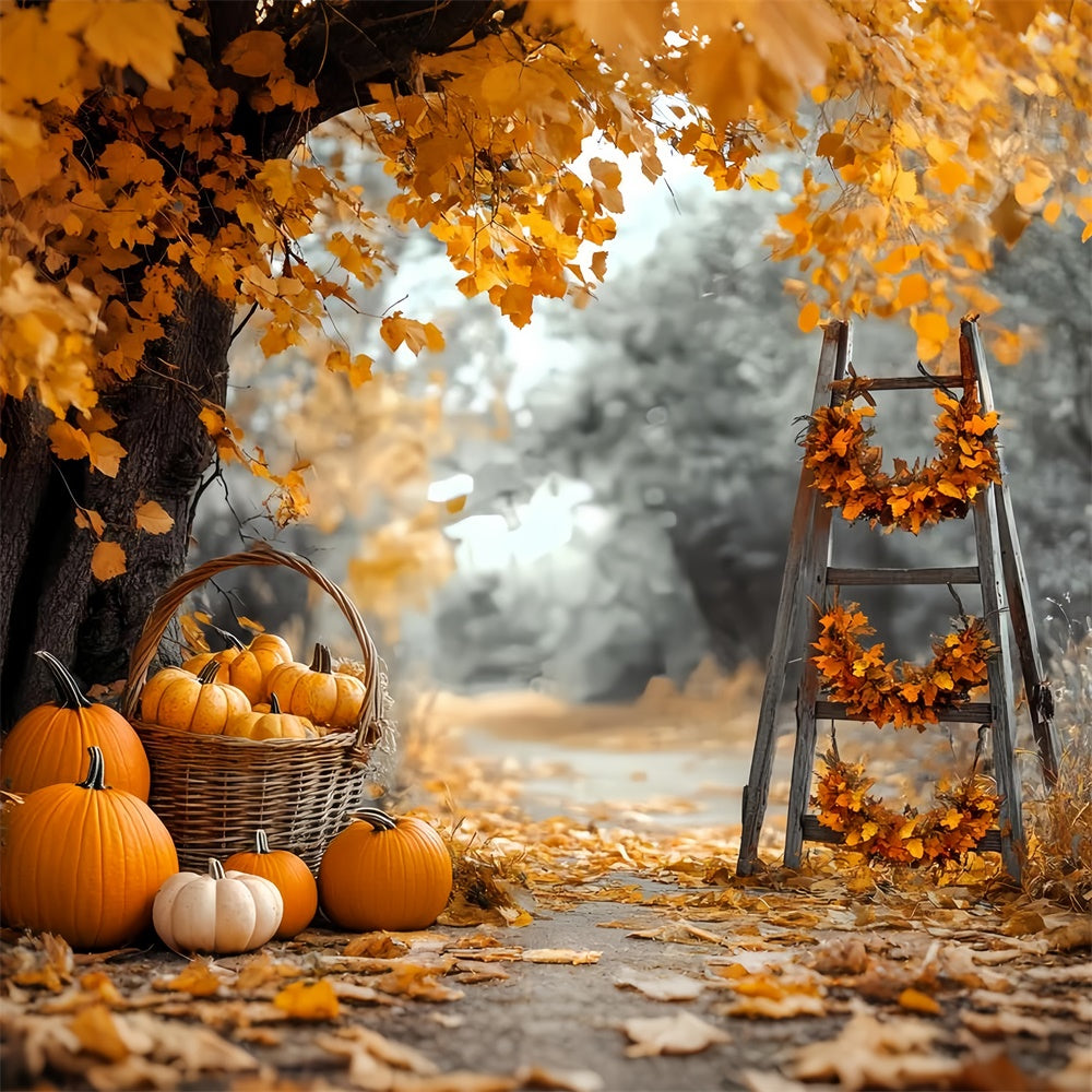 Herbst-Fotohintergrund Ernteleiter Kürbis-Hintergrund CSH6-228