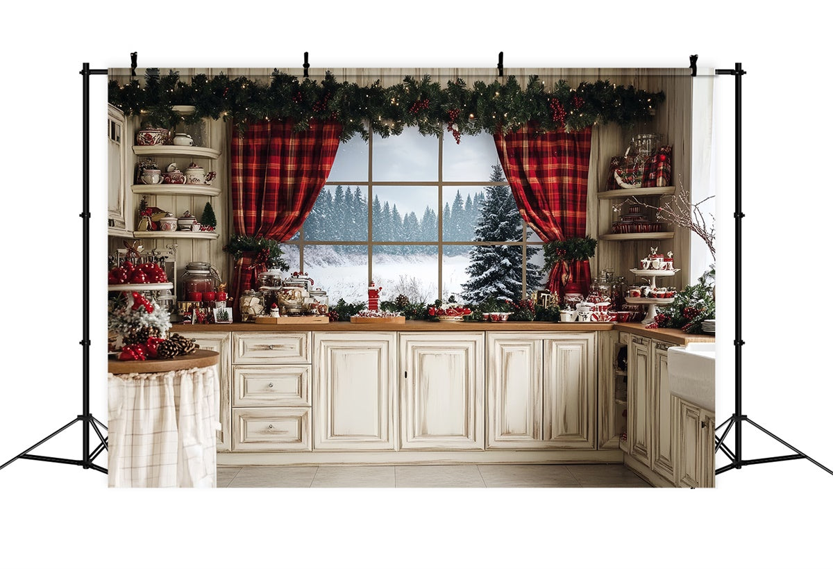 Weihnachten Hintergründe für Fotos Rustic Baking Cottage Backdrop CSH6-248