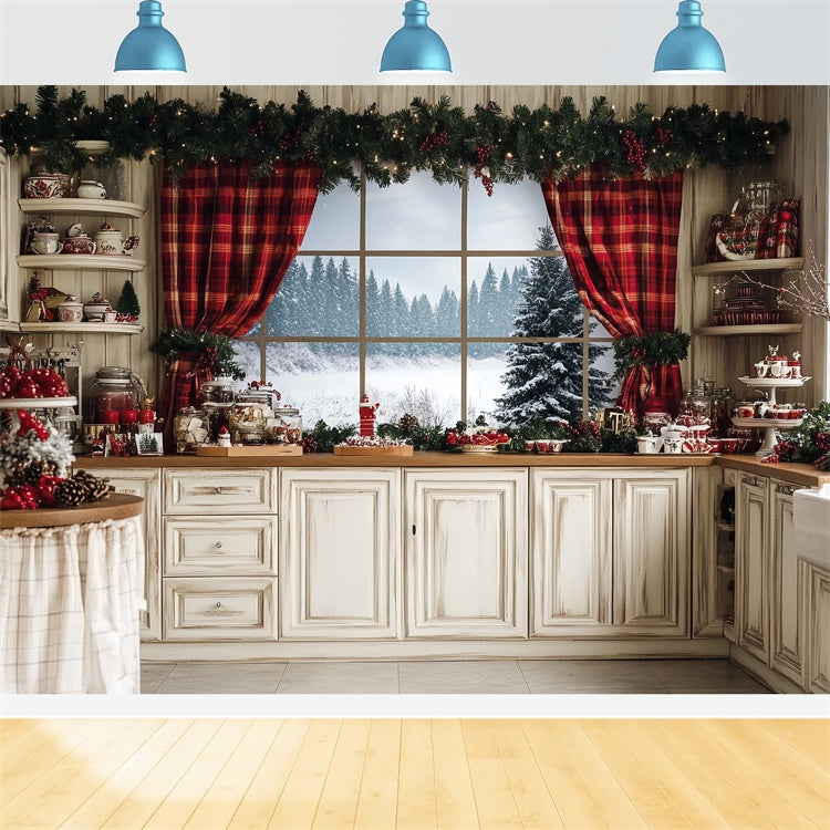 Weihnachten Hintergründe für Fotos Rustic Baking Cottage Backdrop CSH6-248