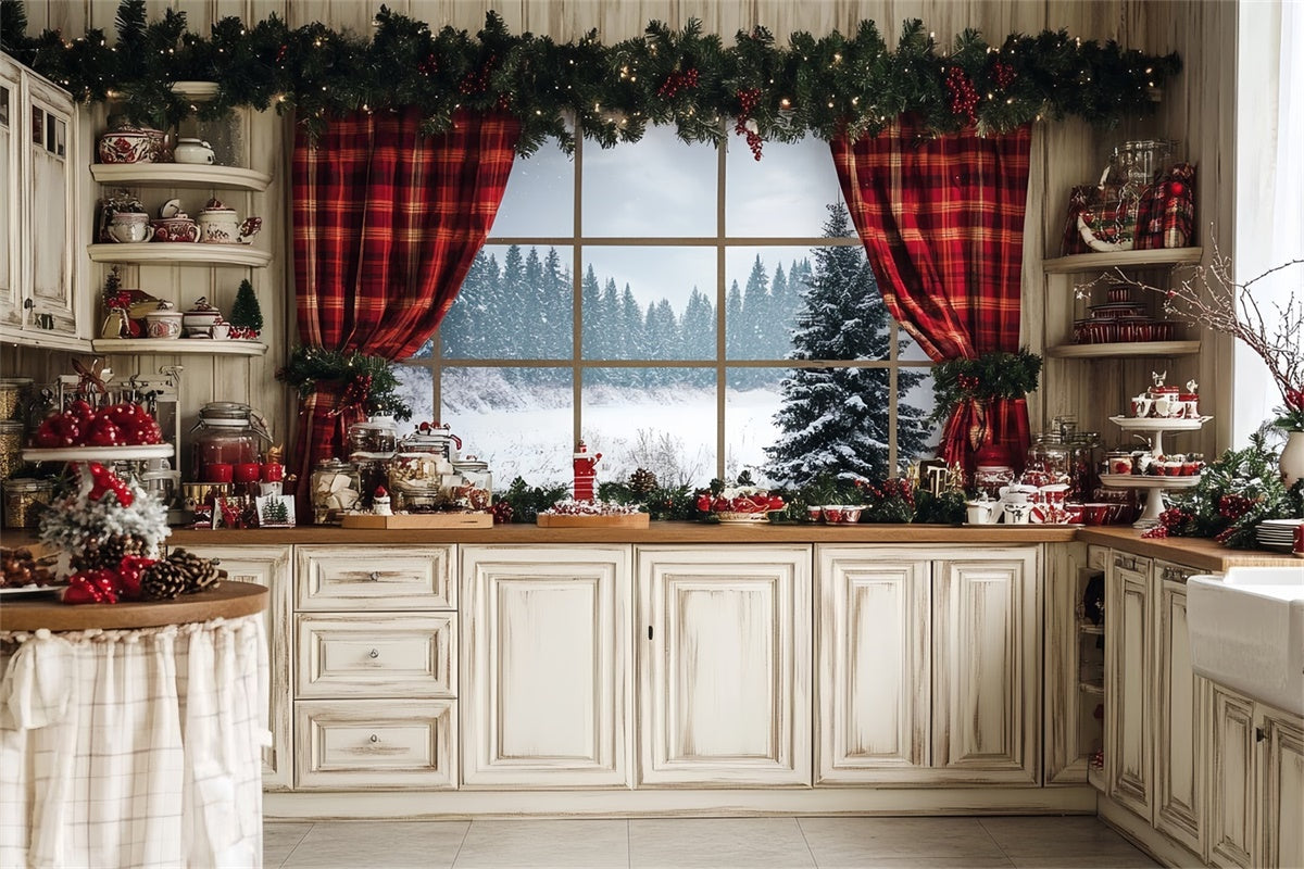Weihnachten Hintergründe für Fotos Rustic Baking Cottage Backdrop CSH6-248