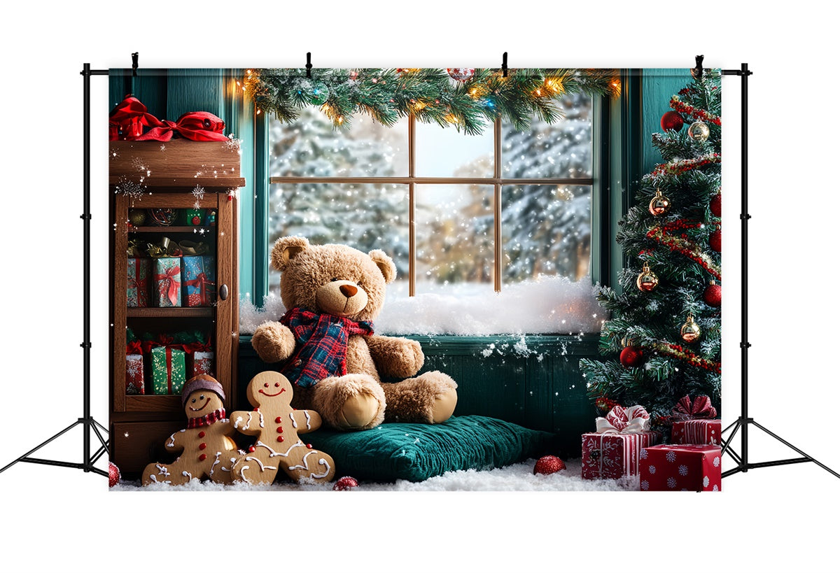 Weihnachten Backdrop für Fotos Teddybär Lebkuchen Backdrop CSH6-252