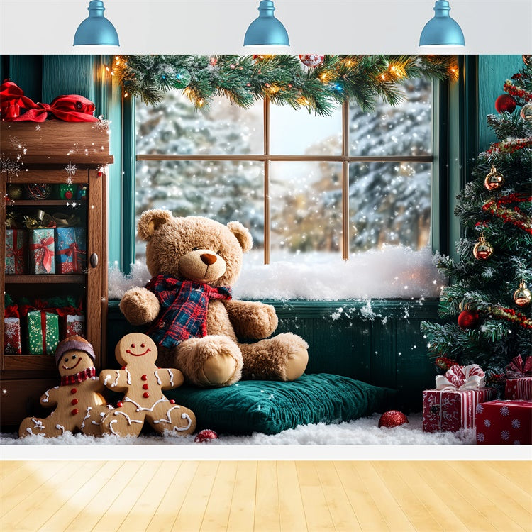 Weihnachten Backdrop für Fotos Teddybär Lebkuchen Backdrop CSH6-252